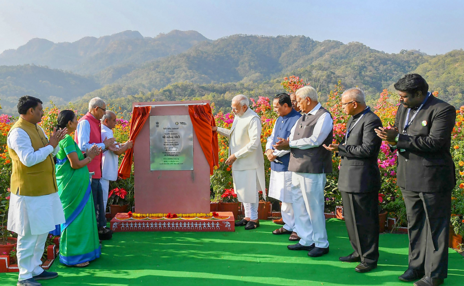 Wednesday's ceremony, which coincided with the 143rd birth anniversary of Patel, also known as the 'Iron man of India, was attended by Gujarat governor OP Kohli, Chief Minister Vijay Rupani and BJP chief Amit Shah besides a number of other leaders hailing from Gujarat. PTI Wednesday's ceremony, which coincided with the 143rd birth anniversary of Patel, also known as the 'Iron man of India, was attended by Gujarat governor OP Kohli, Chief Minister Vijay Rupani and BJP chief Amit Shah besides a number of other leaders hailing from Gujarat. PTI